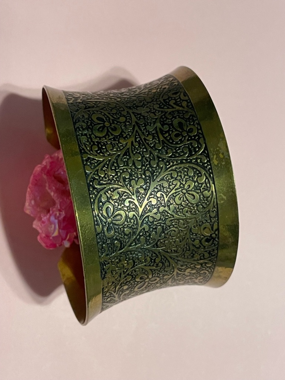 Vintage Ornate Brass Cuff Bangle Bracelet #7149
